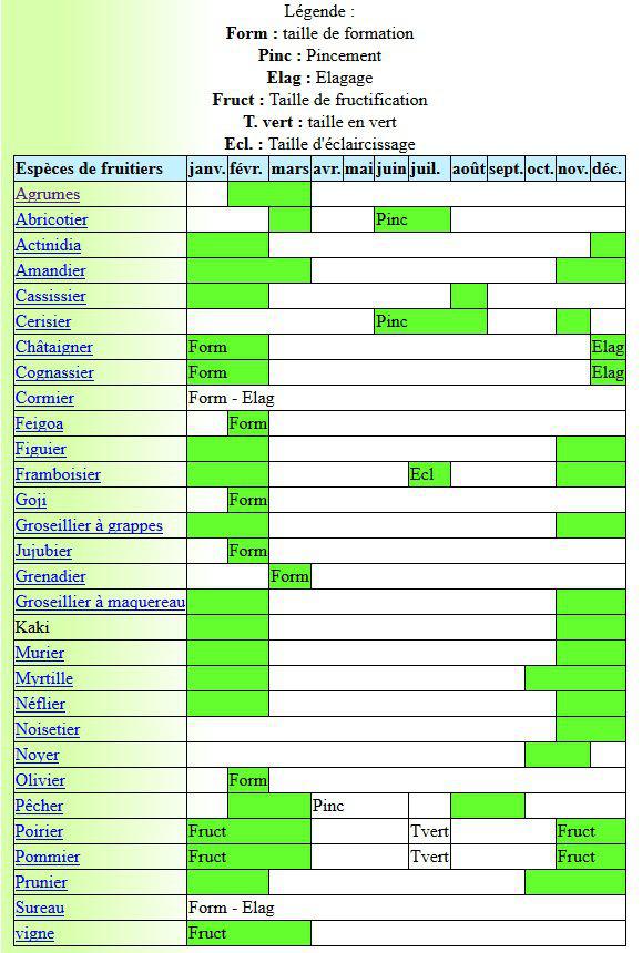Calendrier des tailles des arbres fruitiers au verger bio. Calendrier des tailles des arbres fruitiers au verger bio.